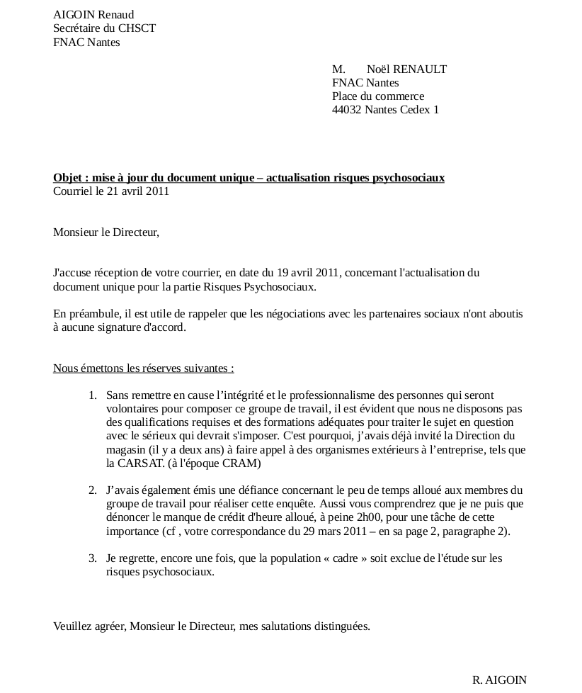 lettre demission chsct